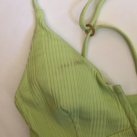 L*Space Siren V-Neck Ribbed Bikini Swimsuit Top Size M Green New - Picture 10 of 11